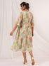 Janasya Women's Light Green Georgette Floral Printed A-line Dress